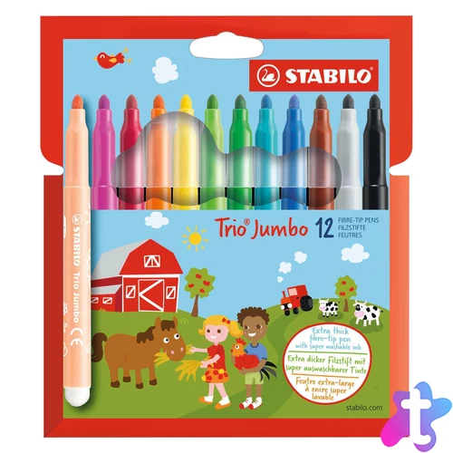 Trio Jumbo filctoll készlet, 3 mm, 12 szín