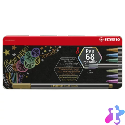 Pen 68 metallic Rostirón készlet fém dobozban, 8 szín