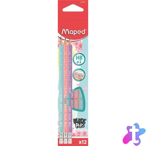 Black`Peps Pastel grafitceruza készlet, radíros, HB, háromszögletű, vegyes pasztell színek