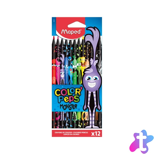 Color`Peps Monster Színes ceruza készlet, háromszögletű, 12 szín