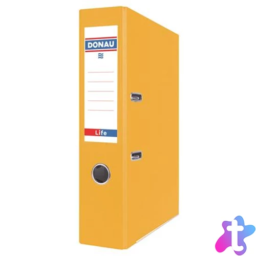 Iratrendező, 75 mm, A4, PP/karton, élvédő sínnel, DONAU "Life", neon sárga