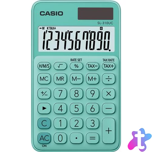 Zsebszámológép, 10 számjegy, CASIO "SL 310", zöld