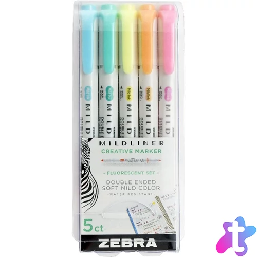 Mildliner Fluorescent Szövegkiemelő készlet, 1,4/4,0 mm, kétvégű, 5 szín