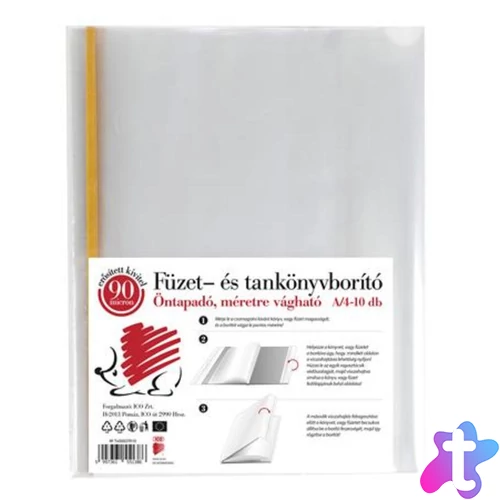Süni öntapadó csíkos könyvborító, A4, 90 mikron, víztiszta, 10 db-os csomag