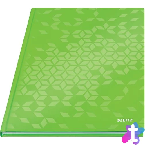 Beíró, A4, vonalas, 80 lap, keményfedeles, LEITZ "Wow", zöld