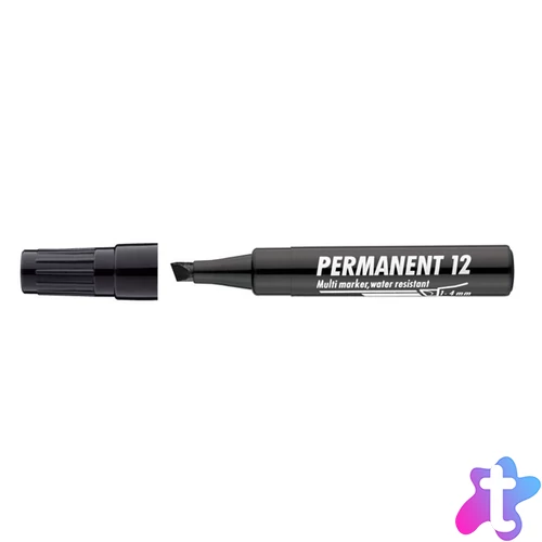 'Permanent 12' Alkoholos marker, 1-4 mm, vágott, fekete