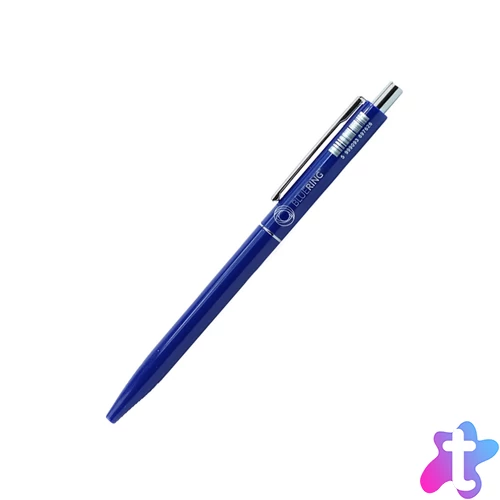 Golyóstoll 0,8mm, nyomógombos műanyag kék test, Bluering® Z3, írásszín kék