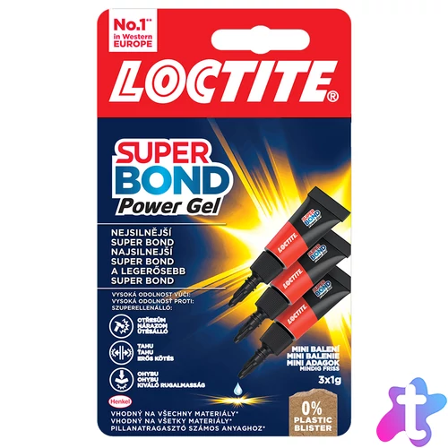 LOCTITE Super Bond POWER Gél Mini Trio pillanatragasztó, 3×1 g