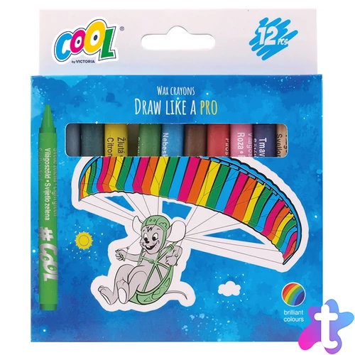 Zsírkréta, kerek, 12 szín