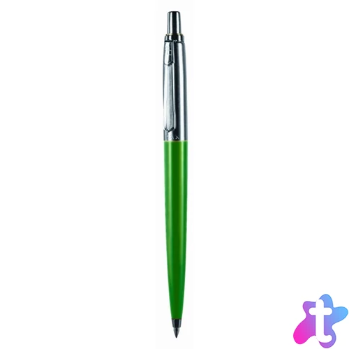 Golyóstoll, 0,8 mm, nyomógombos, élénkzöld tolltest, PAX, kék