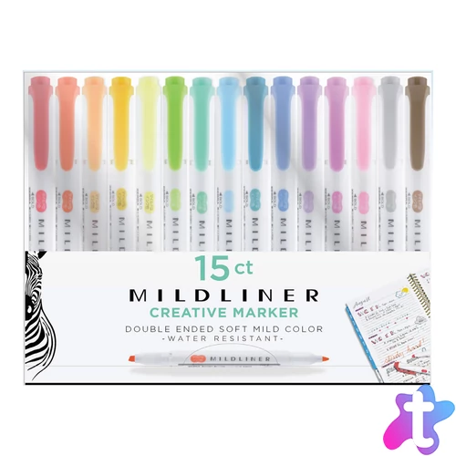 Mildliner Highlighter kétvégű szövegkiemelő készlet, 15 szín