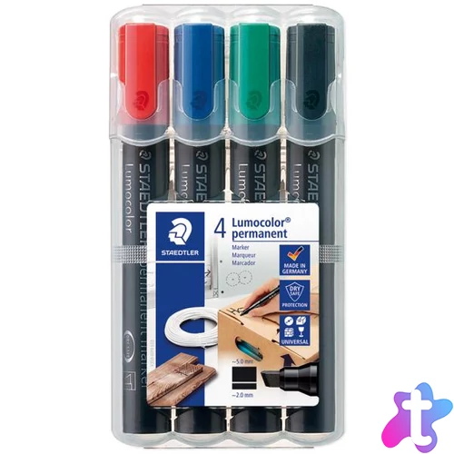 Alkoholos marker készlet, 2-5 mm, vágott, STAEDTLER Lumocolor® 350, 4 különböző szín