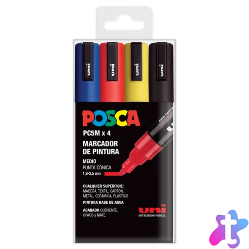 Posca PC-5M dekormarker készlet, 4 alap szín