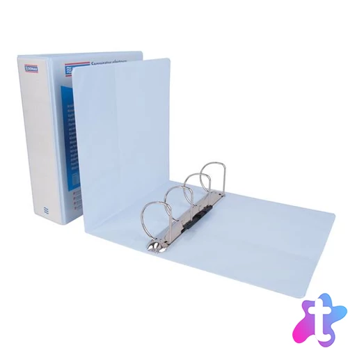 Gyűrűs könyv, panorámás, 4 gyűrű, D alakú, 100 mm, A4, PP, DONAU, fehér