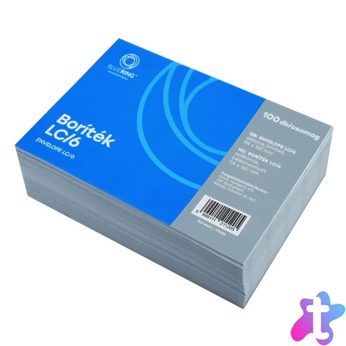 Boríték LC/6 szilikonos bélésnyomott 114x162mm Bluering® 100 db/csom fehér