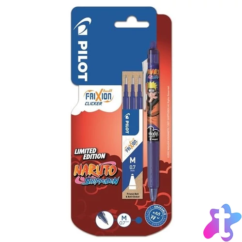 Frixion Clicker Naruto rollertoll, 0,35 mm, törölhető, nyomógombos, kék + betét