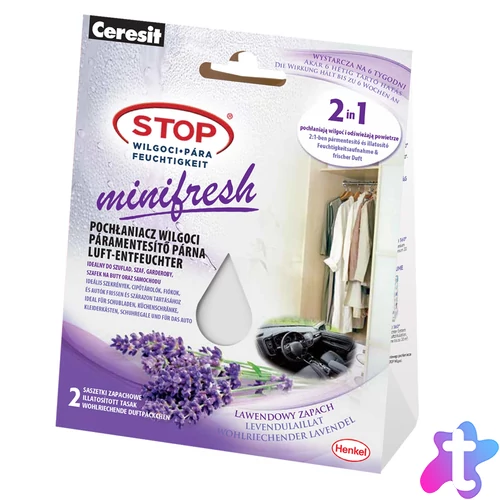 Ceresit Stop Pára 2in1 páramentesítő párna szekrénybe, levendula illatú, 2x50g