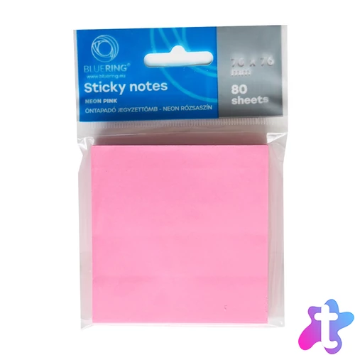 öntapadó jegyzettömb, 76x76mm, 80lap, neon pink