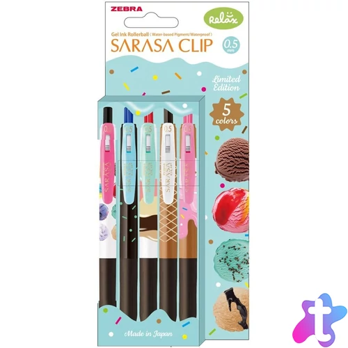Sarasa Clip Ice Cream zseléstoll készlet, 0,33 mm, nyomógombos, 5 szín