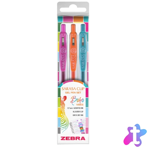 Sarasa Clip Boho Vibes zseléstoll készlet, 0,33 mm, nyomógombos, 3 szín