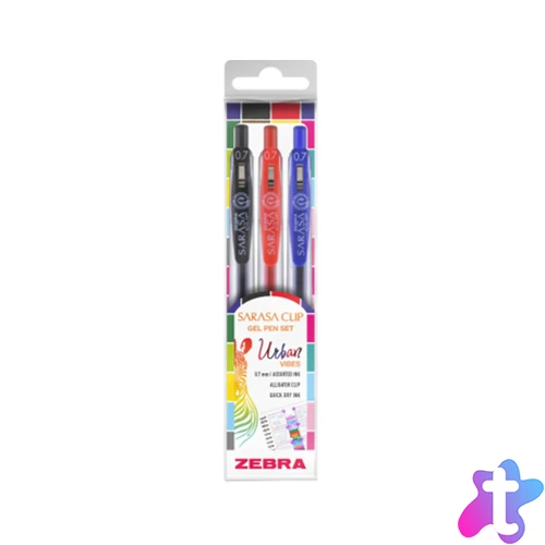 Sarasa Clip Urban Vibes zseléstoll készlet, 0,33 mm, nyomógombos, 3 szín