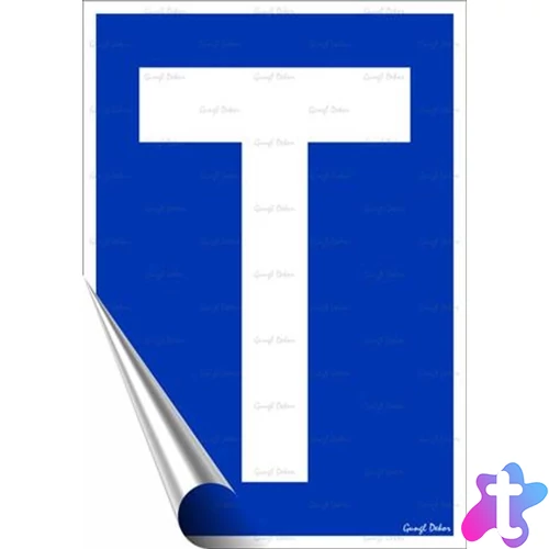 Tanuló vezető 'T' információs matrica, 25×17.5 cm, kék