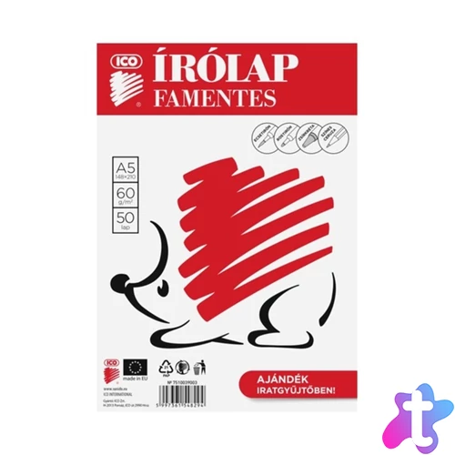 Írólap, A5, famentes, 50 lap, Süni