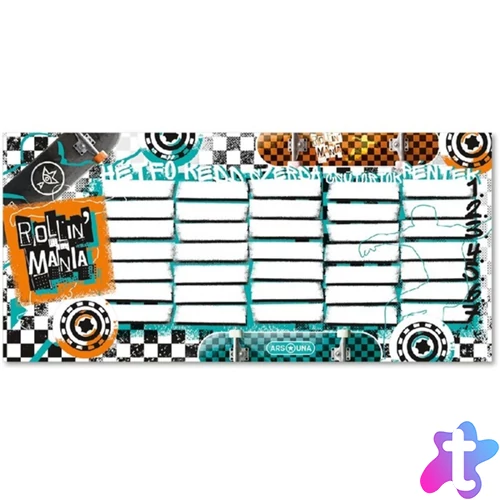 Órarend egylapos fiús, ROLLIN MANIA (5228) 22 25db/csomag