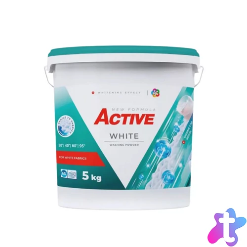 Mosópor 5 kg (65 mosás) vödrös fehér ruhákhoz Active