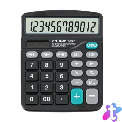 Számológép asztali 12 számjegy nagy, döntött kijelző Antilop A-837