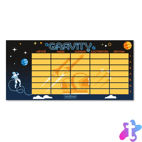 Órarend egylapos fiús, Ars Una GRAVITY 25db/csomag