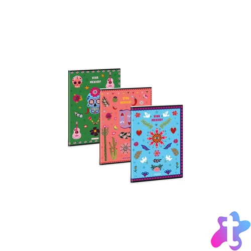 Füzet iskolai A4, 40lap, sima Ars Una  VIVA MEXICO 10db/csomag