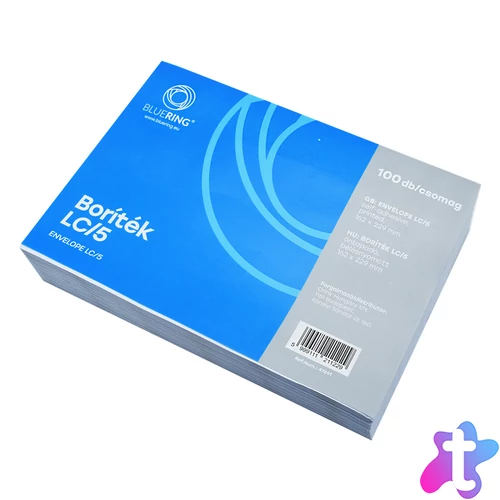Boríték LC/5 öntapadó bélésnyomott 162×229mm Bluering® 100 db/csom fehér