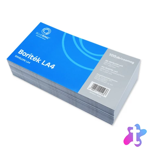 Boríték LA4 szilikonos bélésnyomott 110×220mm Bluering® 100 db/csom fehér