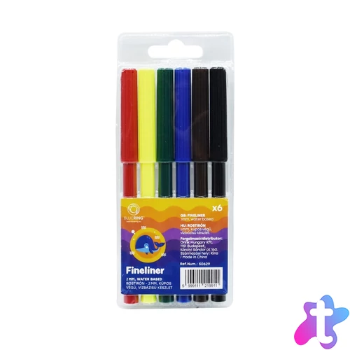 Rostirón kúpos végű, vízbázisú készlet, 1mm, Bluering®, 6 klf. szín, 
