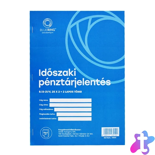 Időszaki pénztárjelentés A/4 álló 25x2+2lapos b.13-21/VX Bluering®