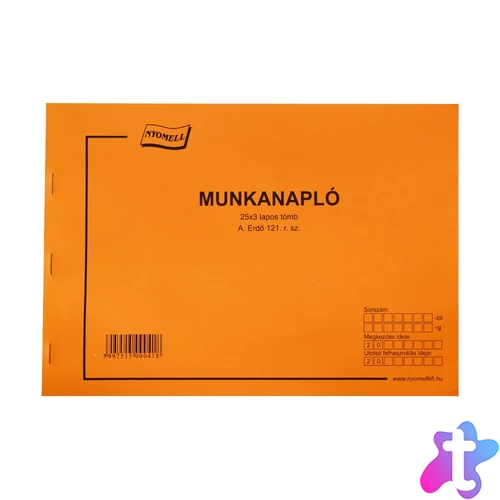 Erdő munkanapló A4, fekvő 25x3 példányos 121/V