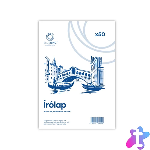 Írólap A5, 20-50 famentes borítékos 50lap Bluering®