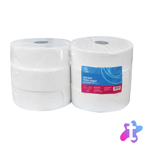 Toalettpapír 2 rétegű közületi átmérő: 27 cm 100 % cellulóz 360 m/tekercs 6 tekercs/csomag N2C360 hófehér