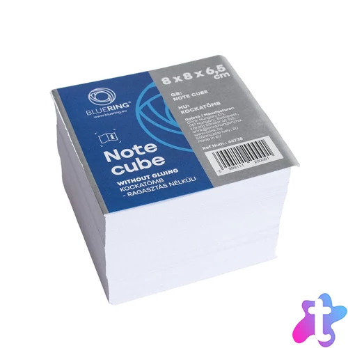 Kockatömb 8x8x6,5cm, ragasztás nélküli, Bluering® Extra fehér
