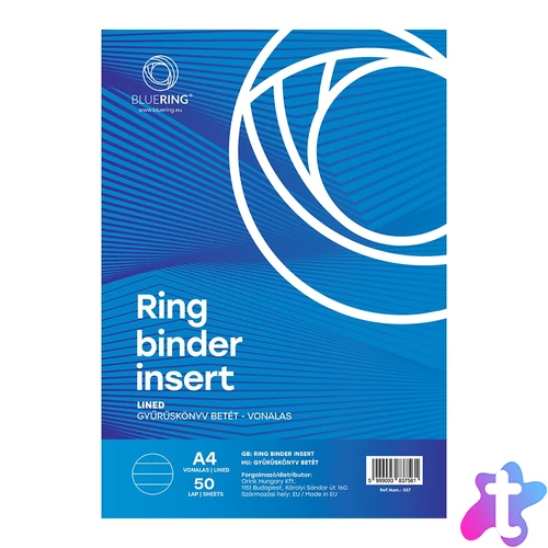 Gyűrűskönyv betét A4, 50lap Bluering® vonalas