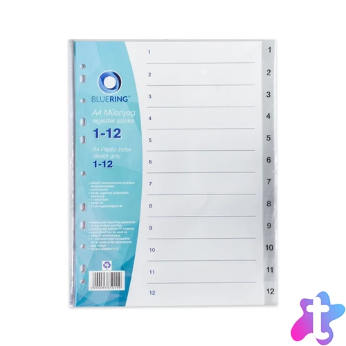 Regiszter műanyag 1-12 Bluering® szürke