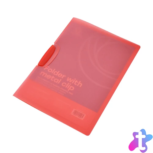 Gyorsfűző klip mappa A4, műanyag 30laphoz műanyag klippes Bluering® piros