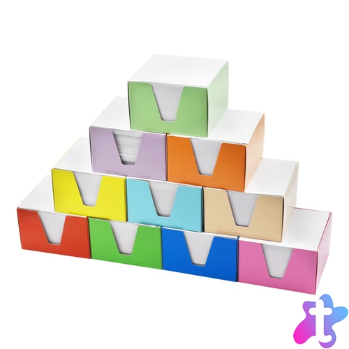 Kockatömb 9x9x6cm, színes karton doboz tartóban Bluering® fehér
