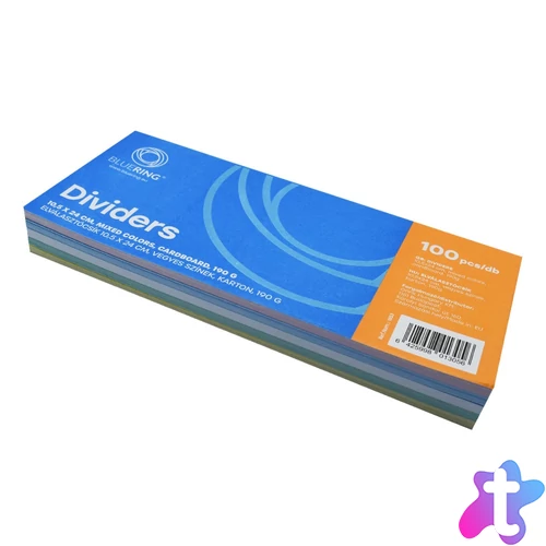 Elválasztócsík, karton 190g. 10,5x24cm, 100 db/csomag, Bluering® vegyes színek