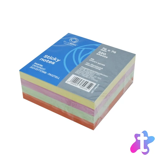 Jegyzettömb öntapadó, 75x75mm, 320lap, Bluering® , pasztell