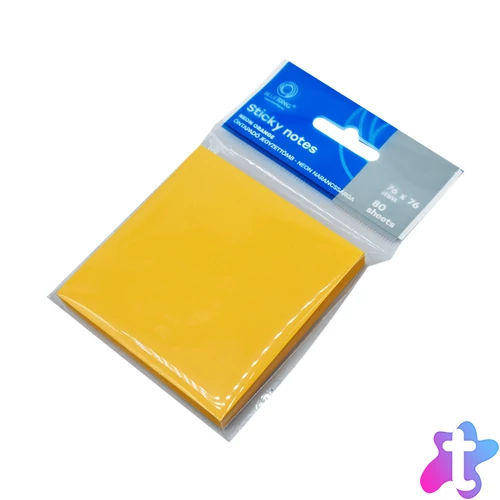 Jegyzettömb öntapadó, 76x76mm, 80lap, Bluering® , neon narancs