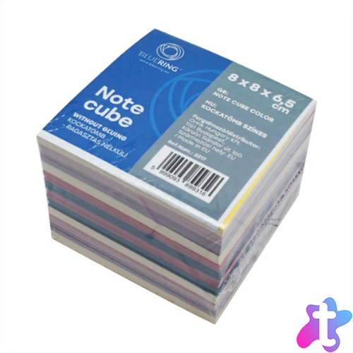Kockatömb 8x8x6,5cm, ragasztás nélküli Bluering® színes
