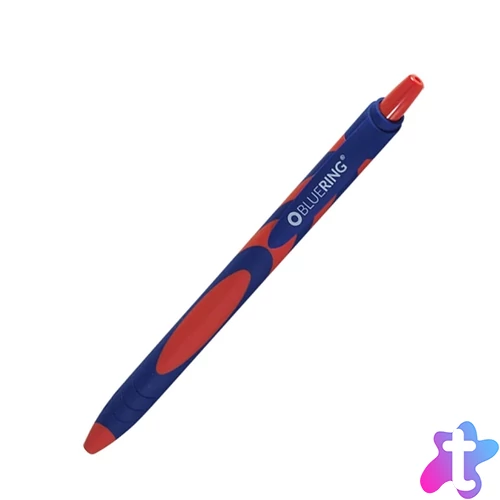 Golyóstoll nyomógombos gumírozott piros test, Bluering® F20, írásszín piros