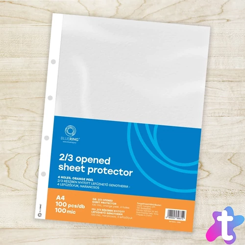 Genotherm lefűzhető, A4, 100 micron narancsos belül 2/3 részben nyitott 4 lyukú Bluering® 100 db/csomag,